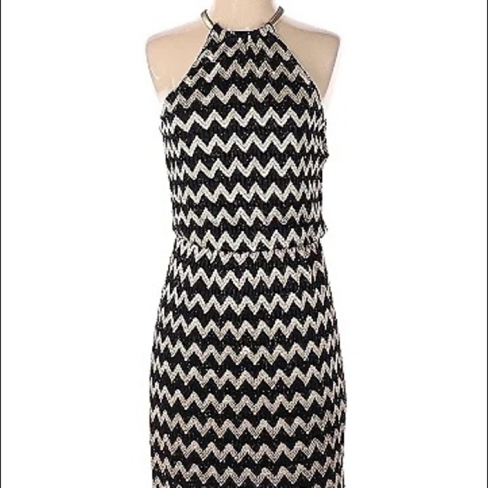 Metallic, patterned dress
